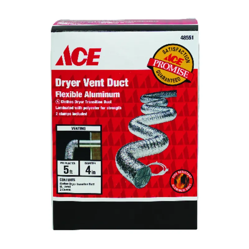 60 In. L X 4 In. D Silver Aluminum Dryer Vent Duct With Clamps