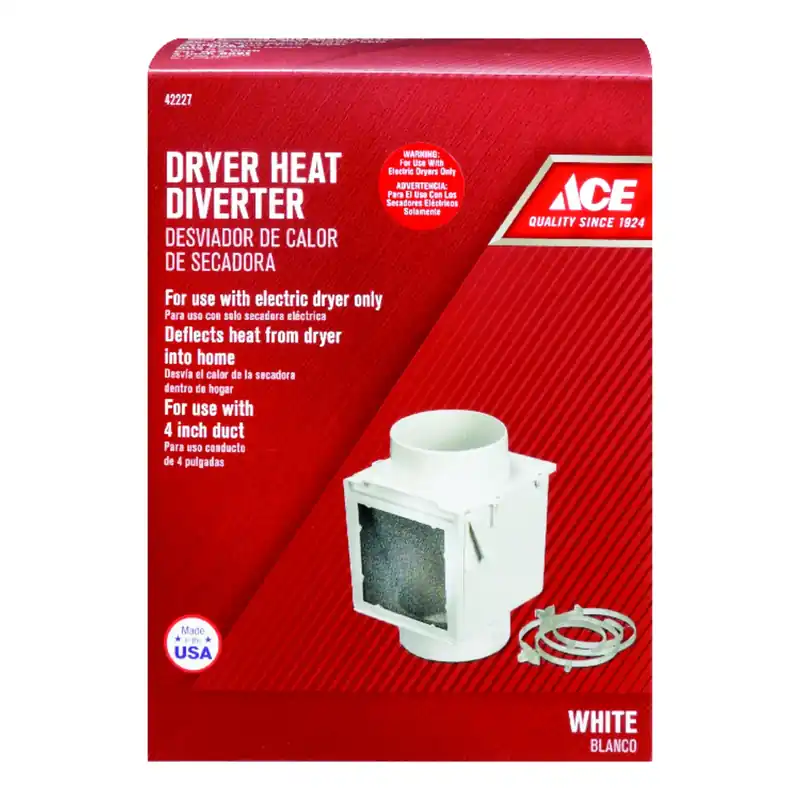 4 In. L X 4 In. D White Plastic Heat Diverter For Electric Dryers