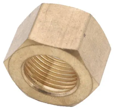 Brass Compression Nut, 1/8 Inch, Plumbing Pipe Fitting