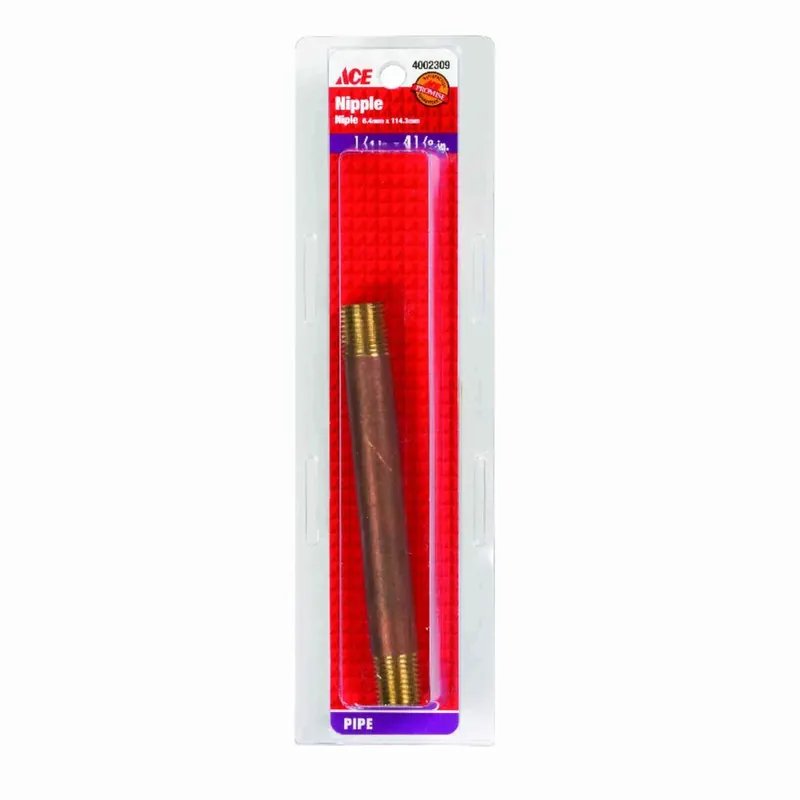 Ace 1/4 In. Male X 4-1/2 In. L Brass Nipple For Plumbing Applications