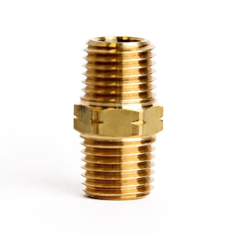 1/4 In. Mpt X 1/4 In. D Mpt Yellow Brass Hex Nipple For Plumbing