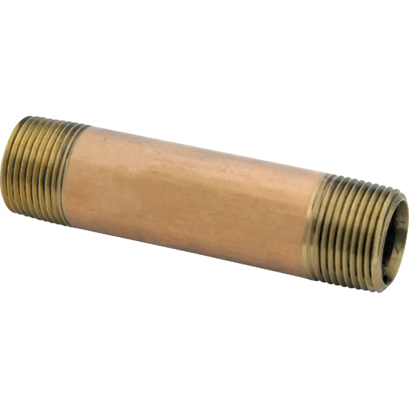 Red Brass Nipple, Lead Free, 1 X 5 In.