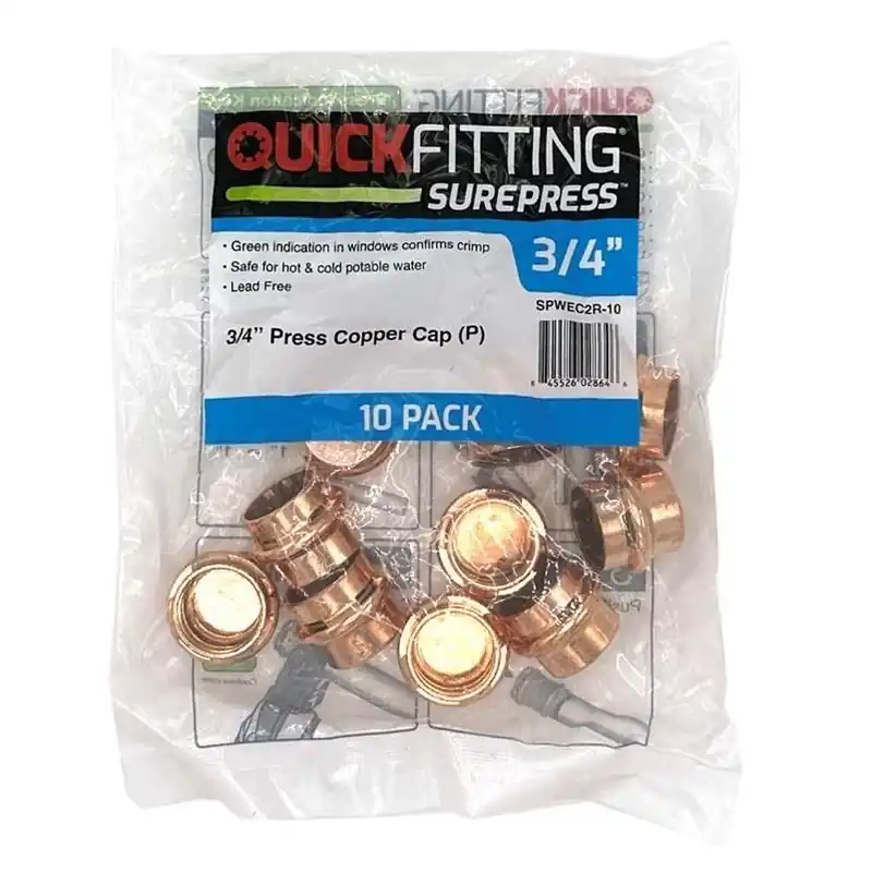 QuickFitting 3/4" Press‑Fit Copper Pipe Cap – Underground Rated