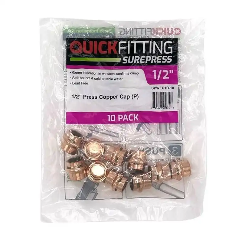 QuickFitting 1/2" Press‑Fit Copper Cap – Underground Rated