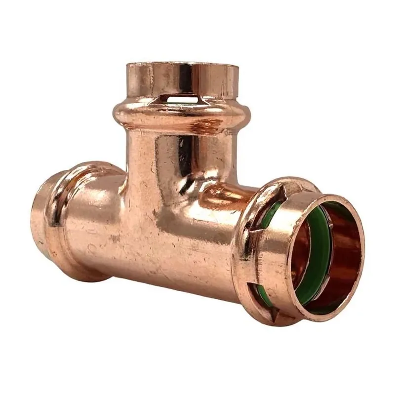 QuickFitting 3/4" Press‑Fit Copper Tee – Triple 3/4" Press Connections, Underground Rated