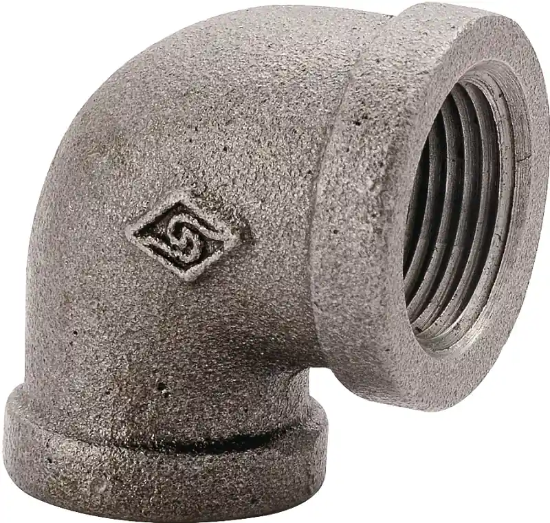 1-1/4 Inch Black 90 Degree Elbow, Model 2a-1-1/4b, Malleable Iron