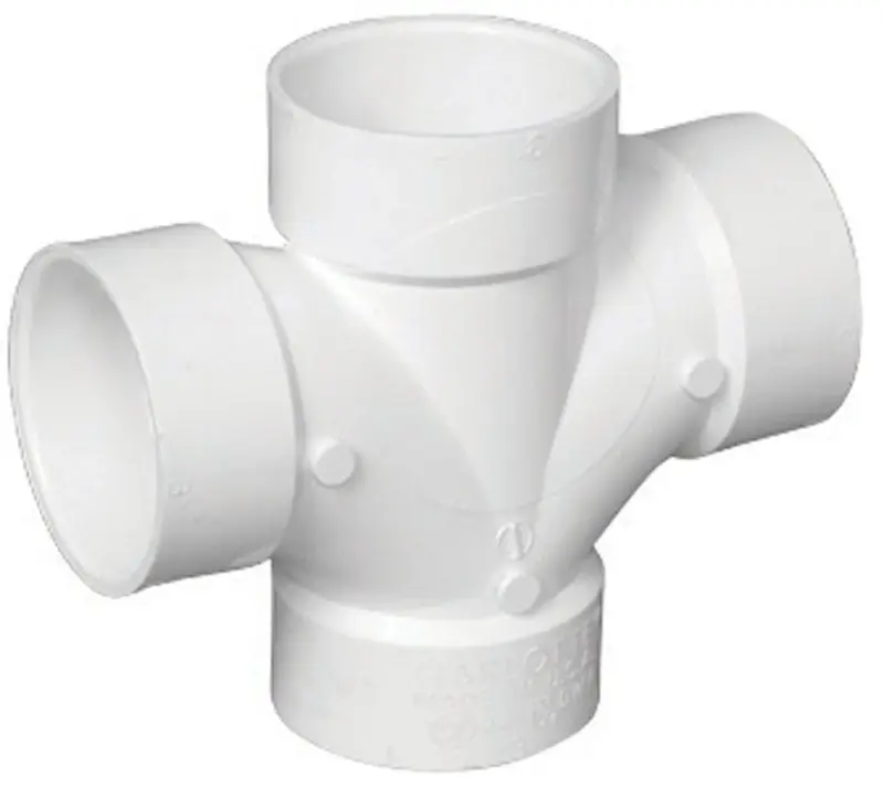 Charlotte Pipe Schedule 40 4 In. Hub X 4 In. D Hub PVC Double Sanitary Tee 1 Pk