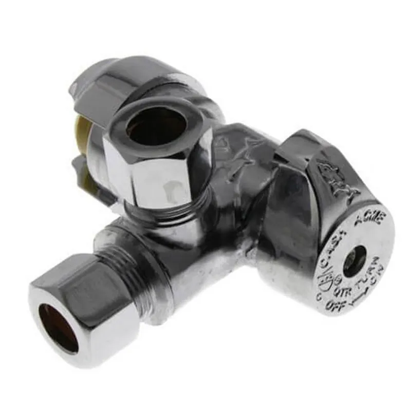 Dual Outlet Supply Stop, 1/2 X 3/8 Compression X 3/8 In. Compression