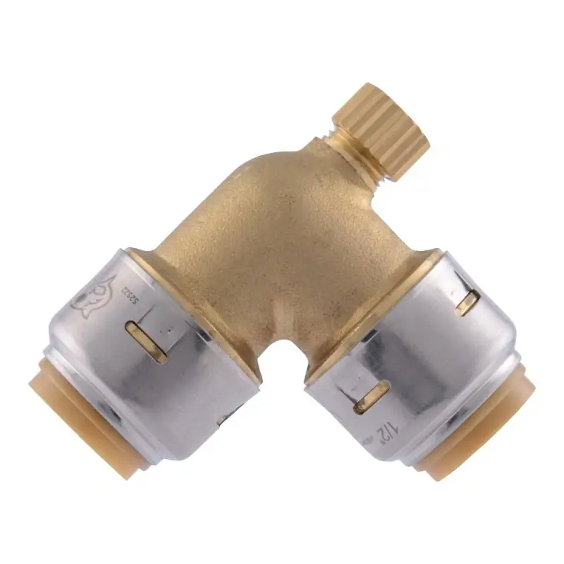 1/2 In X 1/2 In 90 Degree Push-to-connect Brass Elbow With Drain