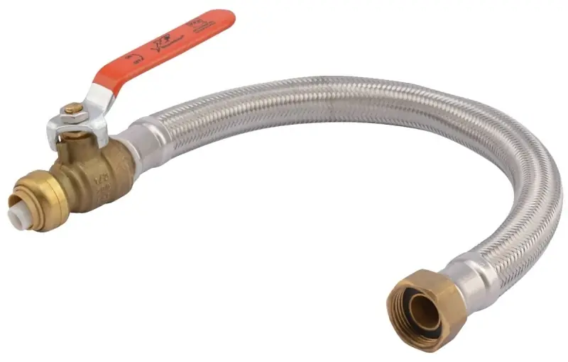 1/2 In. Push Fit X 3/4 In. Fip 18 In. Stainless Steel Water Heater Connector With Ball Valve