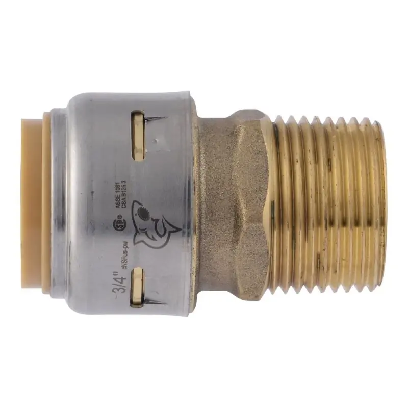 Push-Fit Straight Pipe Connector, Lead Free, 3/4 X 3/4 In. MIP