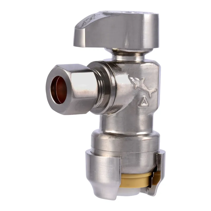 1/2 In. Push-to-connect X 3/8 In. Od Compression Brushed Nickel Brass Angle Valve