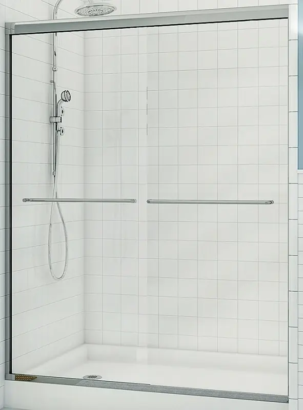 Aura Chrome Sliding Shower Door 48 In With Clear Tempered Glass