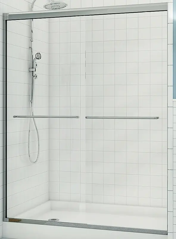 Aura 59.5 In. W X 71 In. H Chrome Frameless Clear Glass Sliding Shower Door