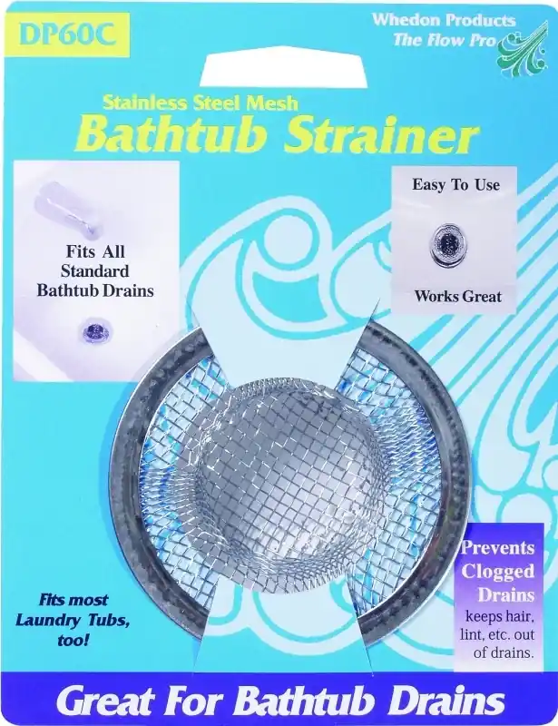 Mesh Bathtub Strainer With Chrome Ring For Bathtub Drain, Stainless Steel