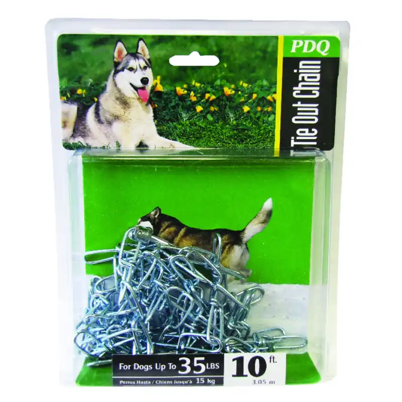 Silver Swivel Steel Dog Tie Out Chain 10 Ft For Small/medium Dogs