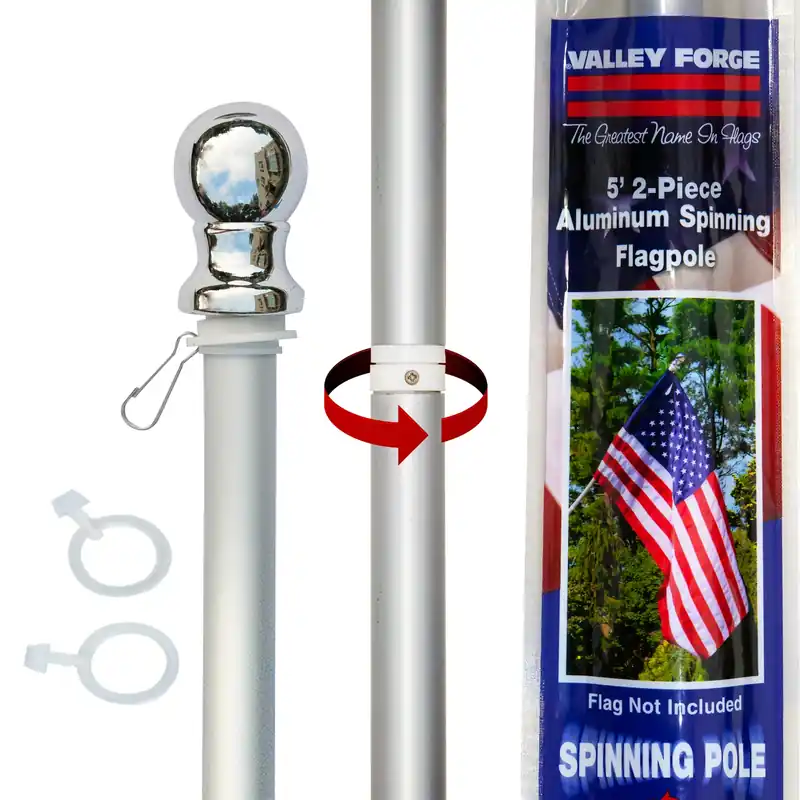 60 In. L Brushed Aluminum Flag Pole With Spinning Technology