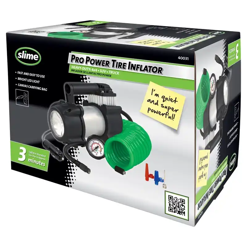 Heavy-Duty Tire Inflator + Gauge & Light, 12-Volt