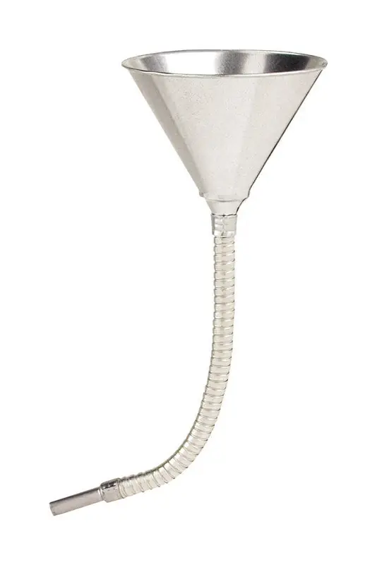 Silver 17.5 In. H Steel 24 Oz Flexible Funnel For Automotive Use