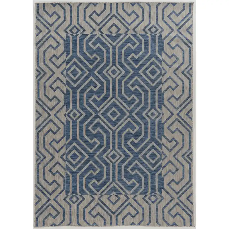 6.5 Ft. L X 9.5 Ft. W Blue/gray Outdoor Polypropylene Rug