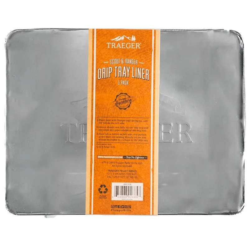 Traeger Aluminum Drip Tray Liner 13.15 In. L X 10.24 In. W For Traeger Ranger, Scout, PTG