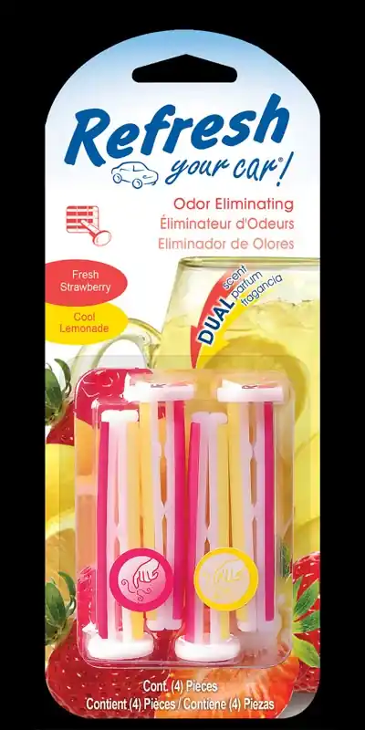 Refresh Your Car! Fresh Strawberry/Cool Lemonade Scent Car Vent Clip 0.7 Oz Solid