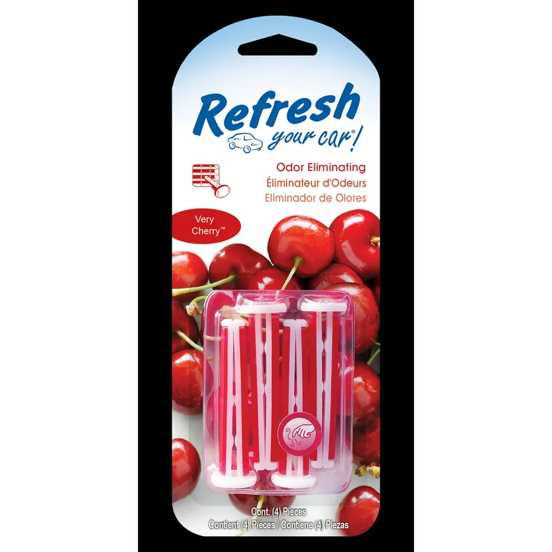 Refresh Your Car! Very Cherry Scent Car Vent Clip 0.7 Oz Solid 4 Pk
