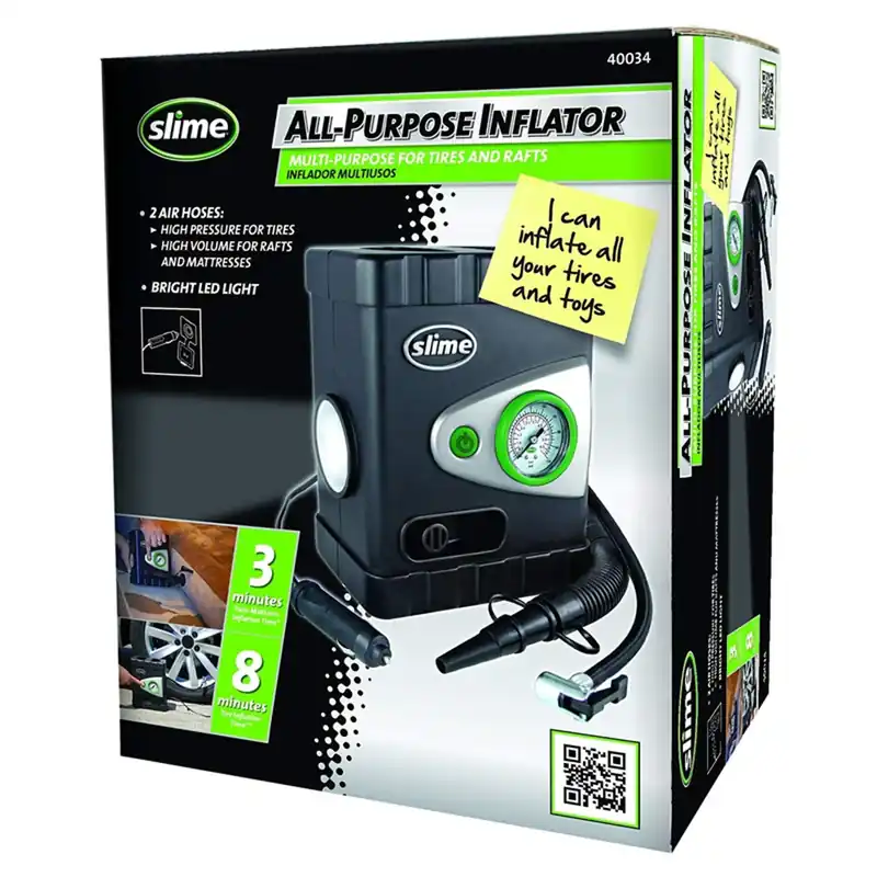 Tire Inflator + LED Light, 12-Volt