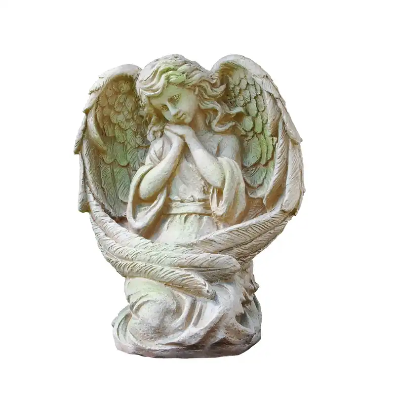 Polyresin Stone 19 In. Guardian Angel Garden Statue - Qfc230