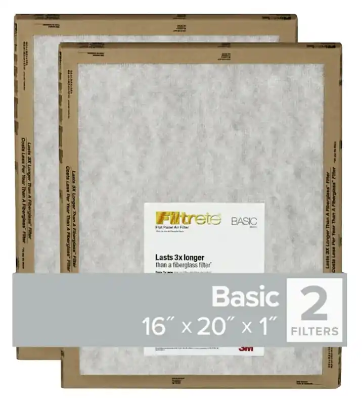 Filtrete 16 In. W X 20 In. H X 1 In. Synthetic 2 MERV Flat Panel Filter 2 Pk