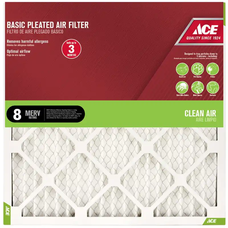 Ace 30 In. L X 24 In. W X 1 In. D Pleated Air Filter 8 MERV