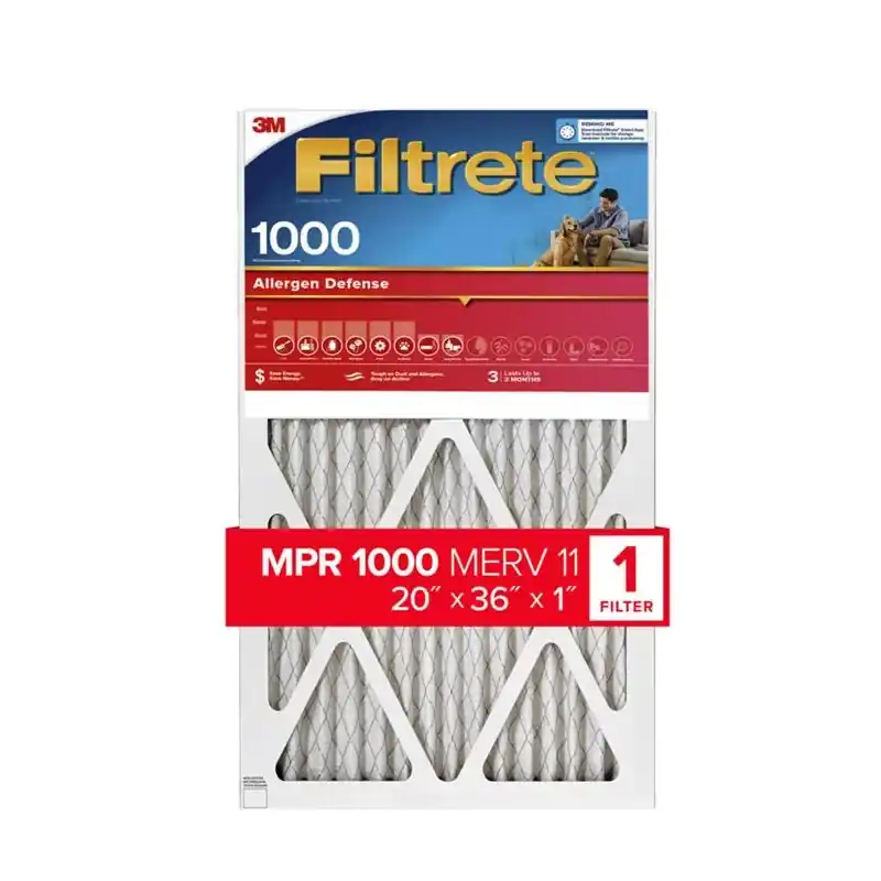 Filtrete 20 In. W X 36 In. H X 1 In. 1000 MPR Pleated Allergen Air Filter 1 Pk