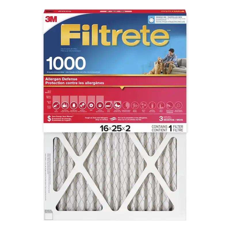 16x25 X 2 In. Allergen Defense Pleated Air Filter, 1000 MPR, 90 Days