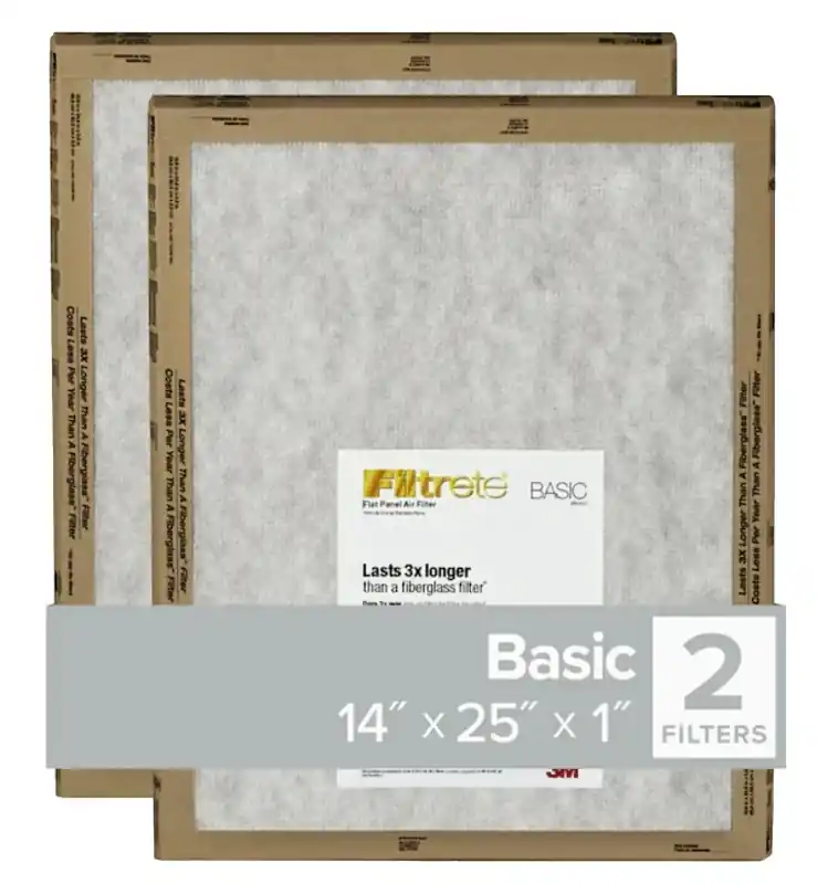 Filtrete 14 In. W X 25 In. H X 1 In. Synthetic 2 MERV Flat Panel Filter 2 Pk
