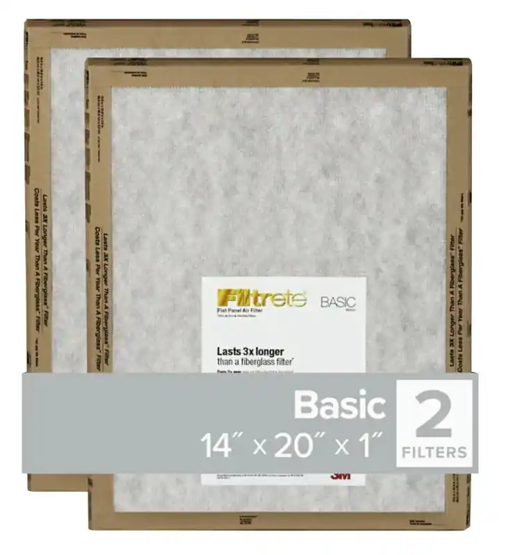 Filtrete 14 In. W X 20 In. H X 1 In. Synthetic 2 MERV Flat Panel Filter 2 Pk
