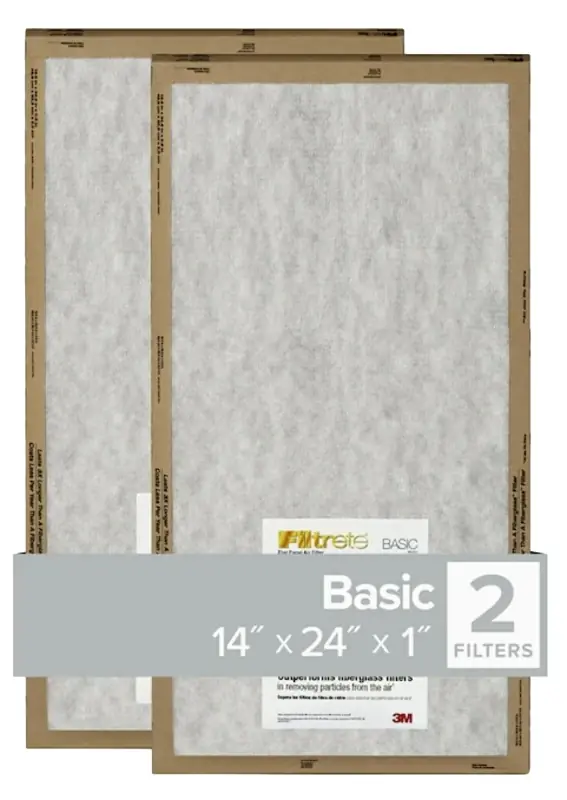 Filtrete 14 In. W X 24 In. H X 1 In. Synthetic 2 MERV Flat Panel Filter 2 Pk