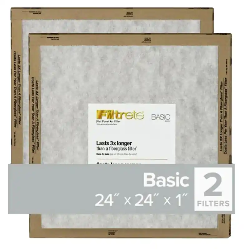 Filtrete 24 In. W X 24 In. H X 1 In. Synthetic 2 MERV Flat Panel Filter 2 Pk