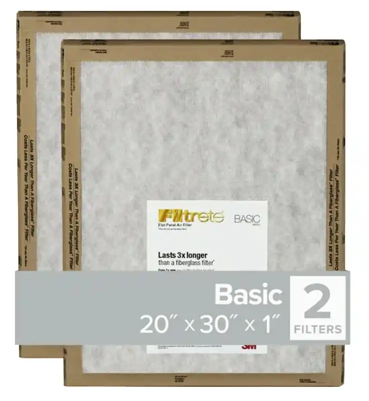 Filtrete 20 In. W X 30 In. H X 1 In. Synthetic 2 MERV Flat Panel Filter 2 Pk