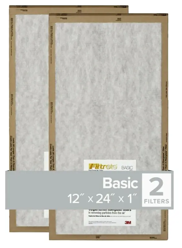 Filtrete 12 In. W X 24 In. H X 1 In. Polypropylene 2 MERV Flat Panel Filter 2 Pk