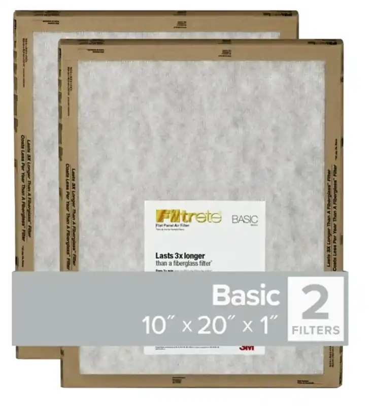 Filtrete 10 In. W X 20 In. H X 1 In. Synthetic 2 MERV Flat Panel Filter 2 Pk