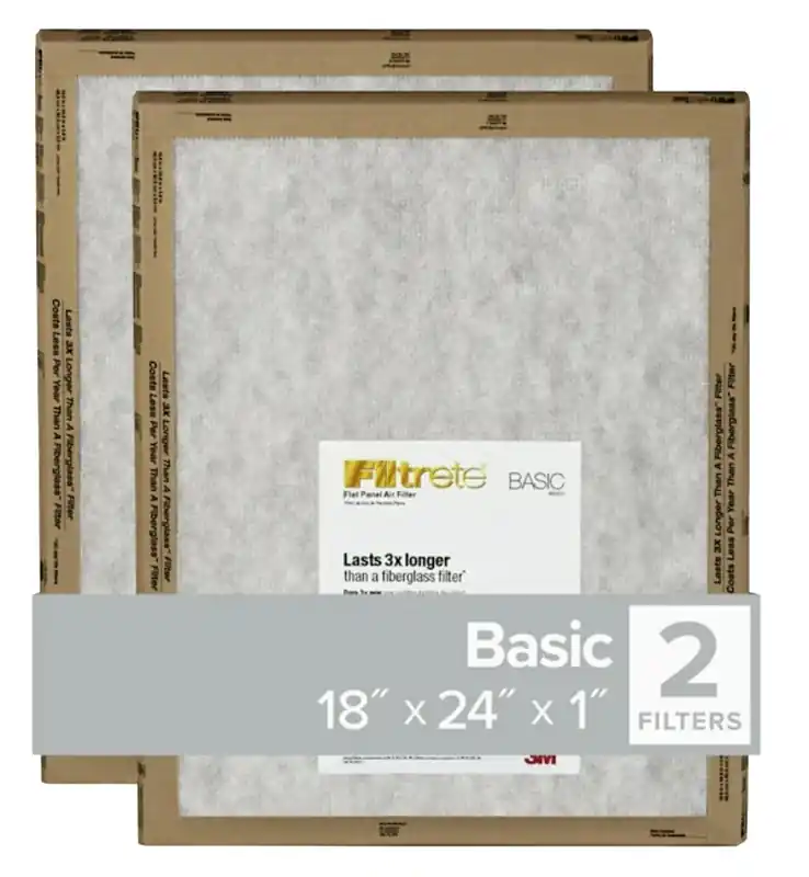 Filtrete 18 In. W X 24 In. H X 1 In. Synthetic 2 MERV Flat Panel Filter 2 Pk