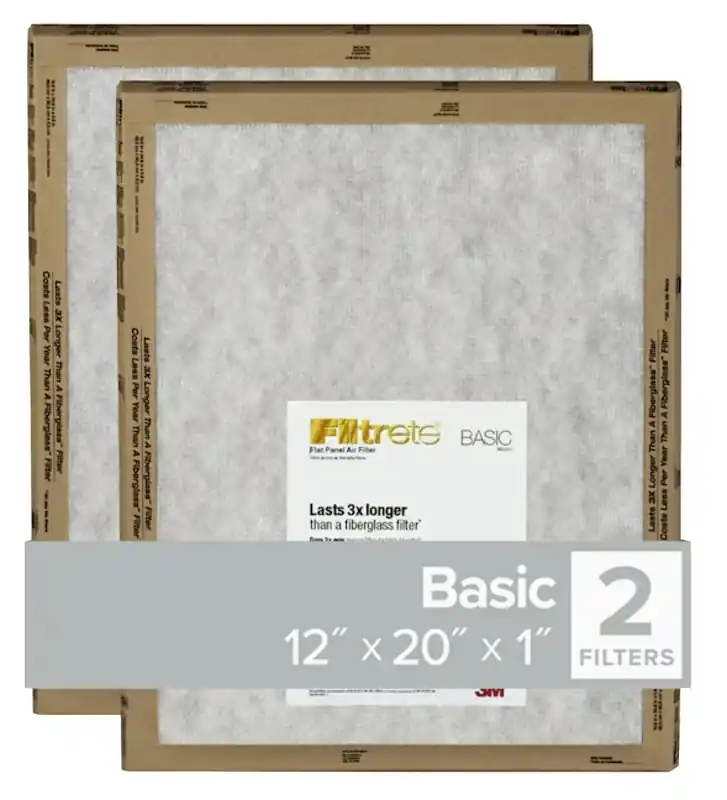 Filtrete 12 In. W X 20 In. H X 1 In. Synthetic 2 MERV Flat Panel Filter 2 Pk