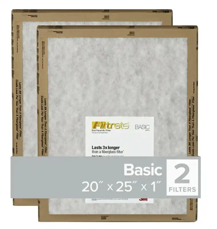 Filtrete 20 In. W X 25 In. H X 1 In. Synthetic 2 MERV Flat Panel Filter 2 Pk
