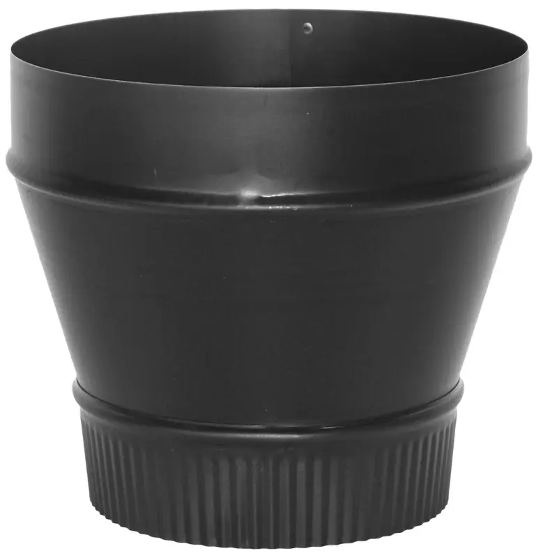 Stove Pipe Flue Reducer, Small End Crimp, 24 Gauge, 8 X 7 In.