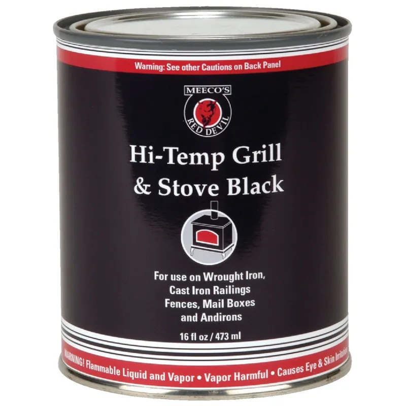 Satin High Heat Grill And Black Stove Enamel, 16 Oz. Can, Black
