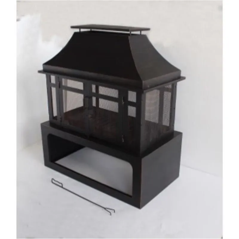 Living Accents Modern Outdoor Wood Fireplace – Black Steel, 21.6" W X 39.4" D