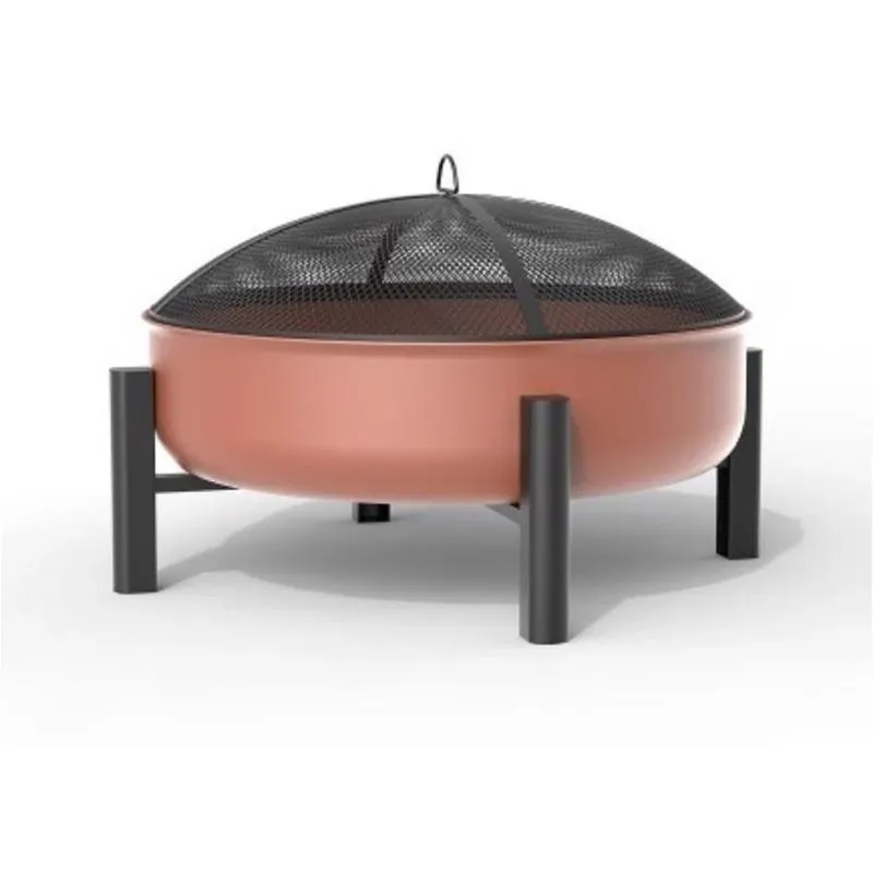 Living Accents 30‑Inch Black Powder‑Coated Steel Round Wood‑Burning Fire Pit
