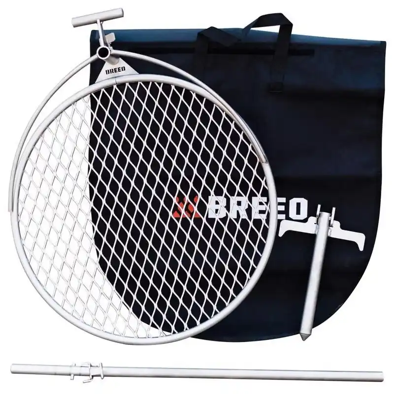 Breeo Outpost 19 Portable Stainless Steel Camp Grill – Compact Silver, 28.5" H X 22" W X 17" L