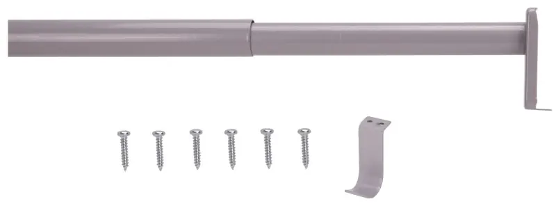 Adjustable Closet Rod 48-72 Inches Silver With Central Support