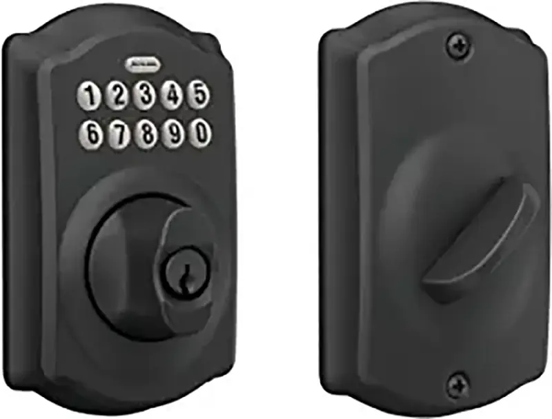 Schlage Camelot Keypad Deadbolt In Matte Black - Model Be365vcam622